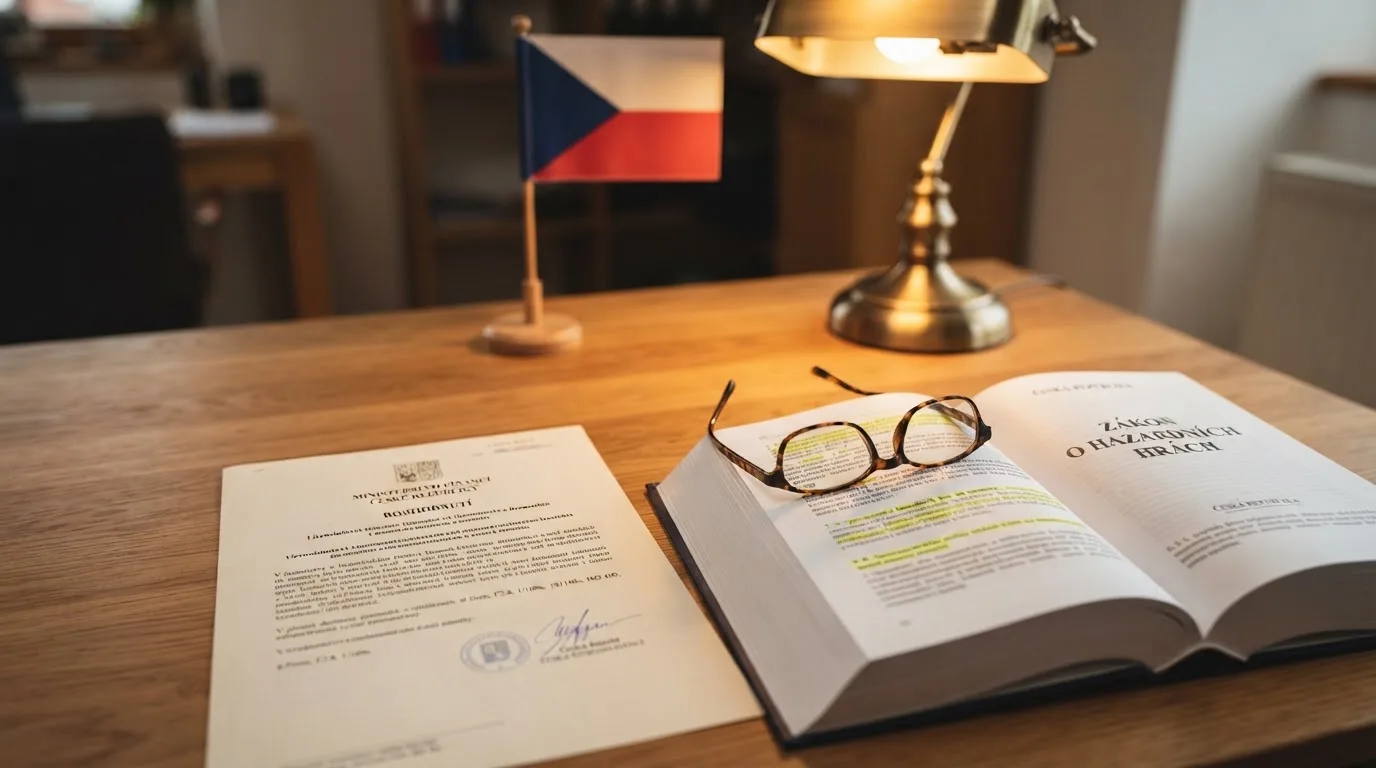 Úřední výpis ze Seznamu provozovatelů ZHH Ministerstva financí ČR vedle paragrafu zákona o hazardních hrách
