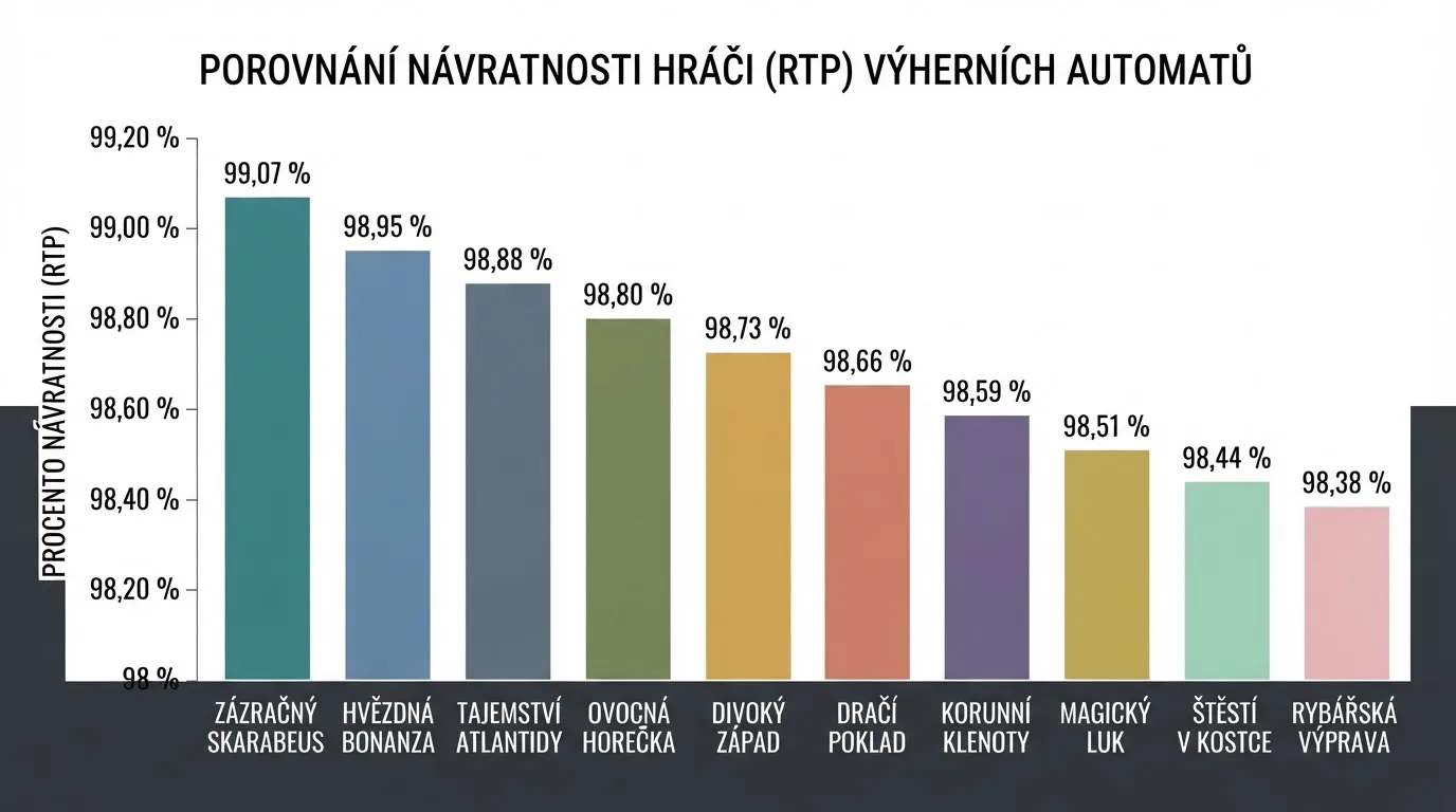 Srovnávací tabulka automatů s nejvyšším RTP seřazená podle výherního podílu